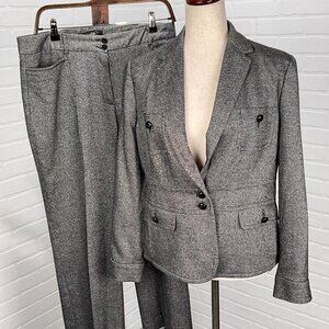 Talbots Pantsuit Women 12P Black‎ White Heritage Wool Silk Stretch Ukraine